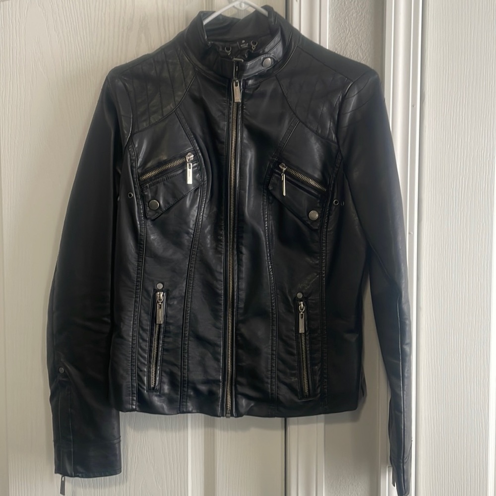 Barely worn black vegan leather jacket. Size small